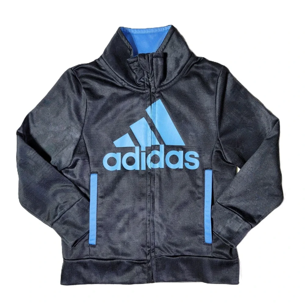 Adidas Boys 3T‎ Track Jacket Full Zip Blue Black Athletic Outerwear Kids Toddler